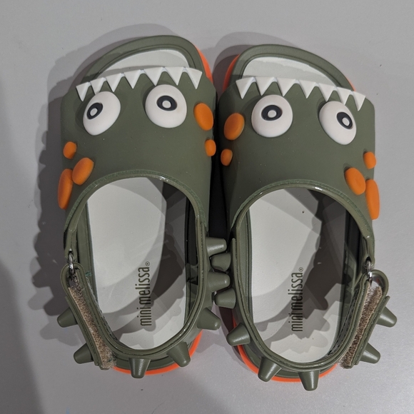 Mini Melissa Monster Sandals - Green and Orange - size 9 usa - Picture 5 of 10